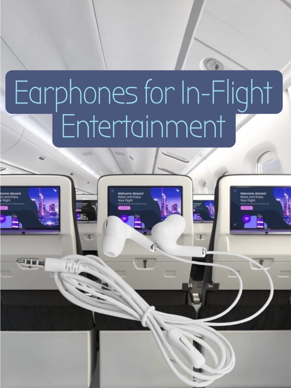 $3 Add-on | White Travel Earbuds - Compatible In-Flight and Portable Audio